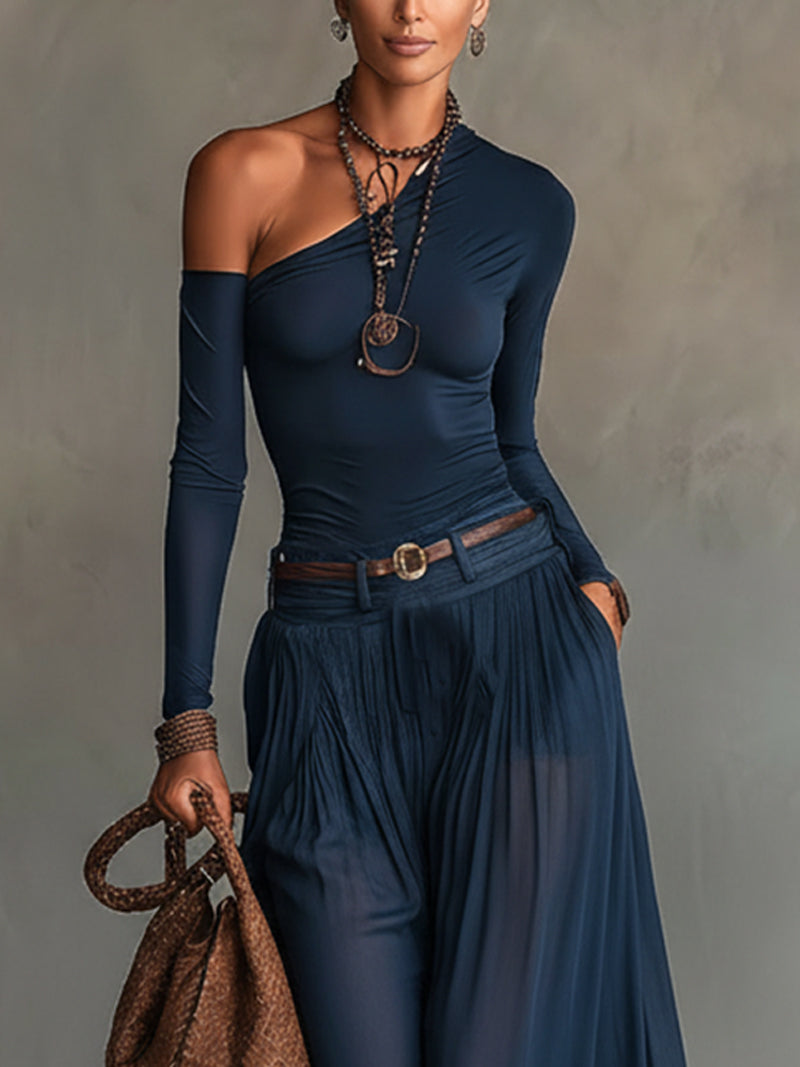 Layla One-Shoulder Top and Tulle Skirt Set