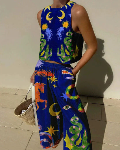 Ernest Print Tank and Pocketed Pants Set
