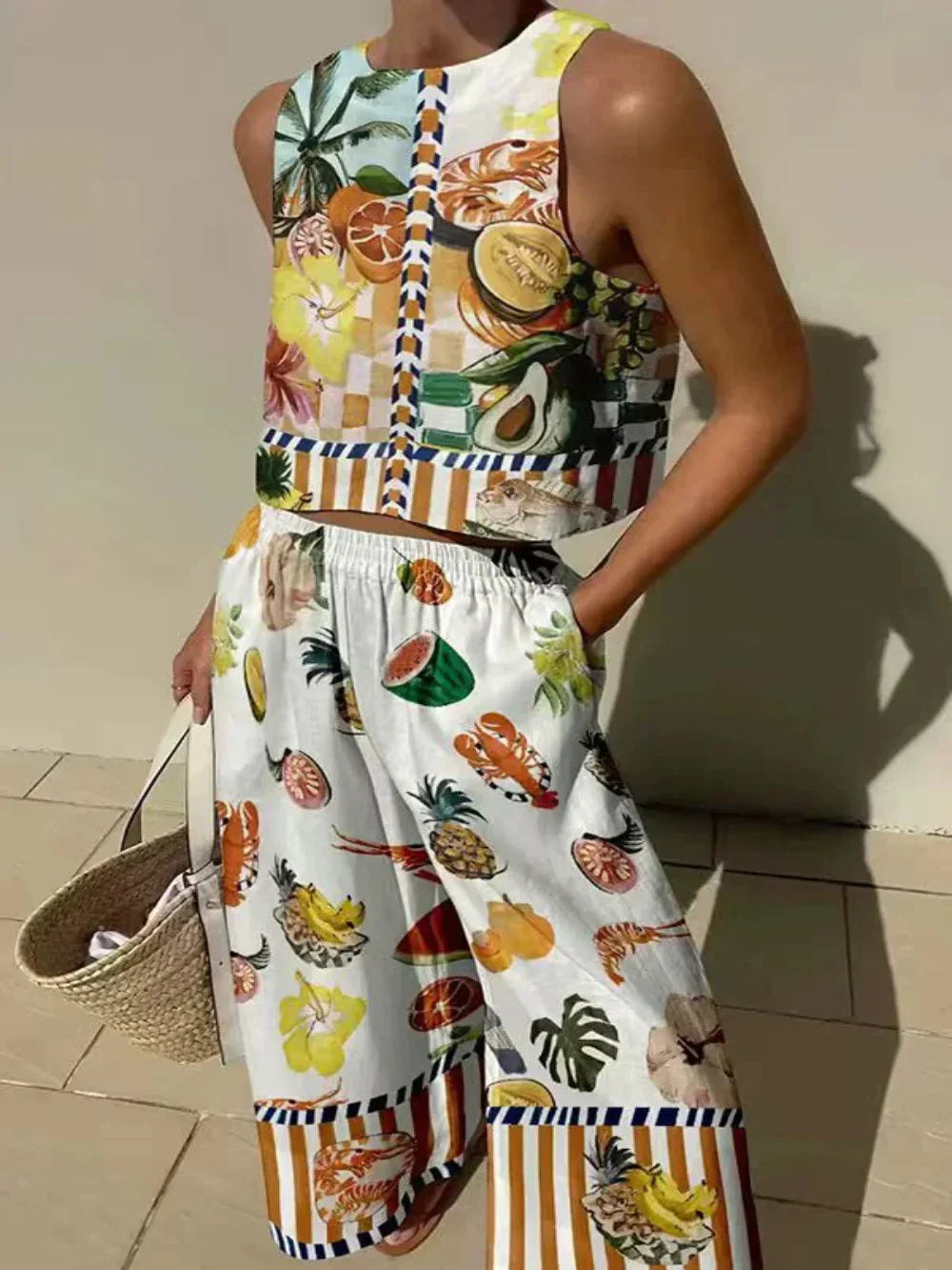 Ernest Print Tank and Pocketed Pants Set