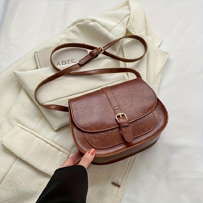 Genuine Leather Saddle Bag for Women – Compact Crossbody Bag
