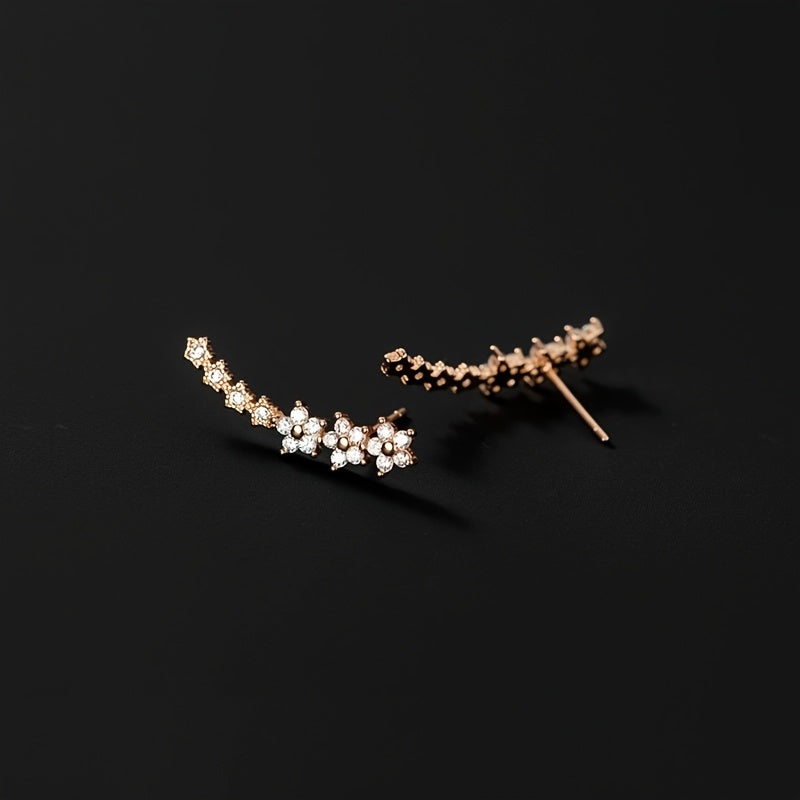 Timeless Floral Ear Climbers – Rose Gold, Silver or Gold