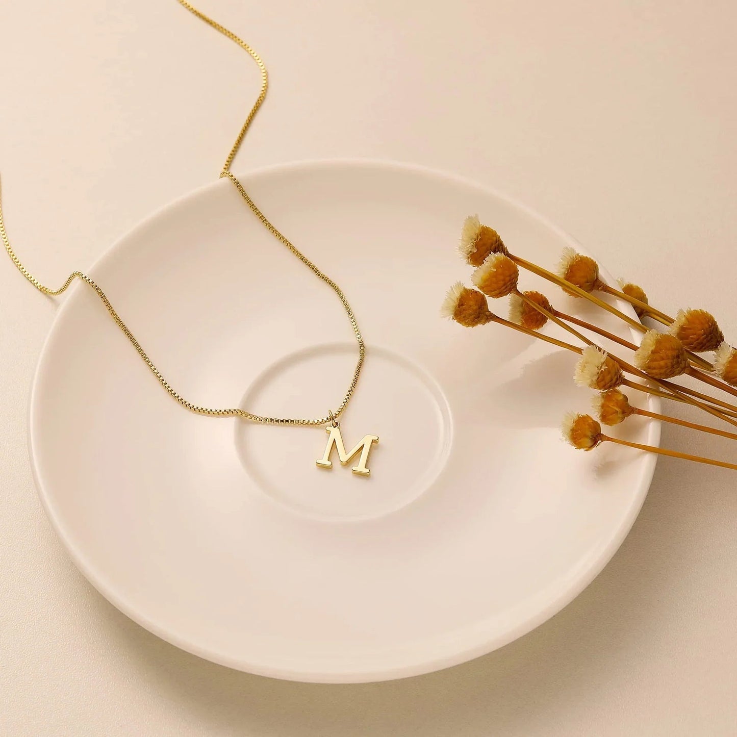 Amber Initial Necklace – 18K Gold Personalised Letter Necklace