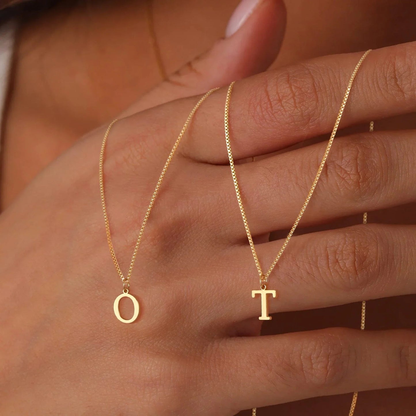 Amber Initial Necklace – 18K Gold Personalised Letter Necklace