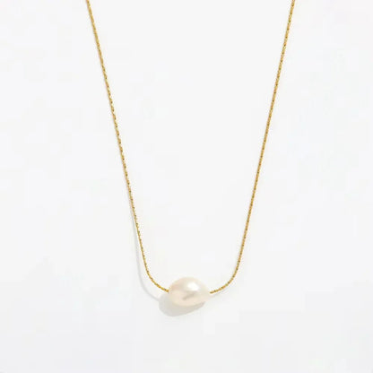 Anaëlle Pearl Necklace – 18K Gold Single Freshwater Pearl Necklace