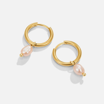 Arielle Pearl Hoops – 34mm 18K Gold Large Pearl Drop Earrings