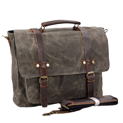 Waxed Canvas & Genuine Leather Messenger Bag – Men's Everyday Shoulder Bag | Ryan