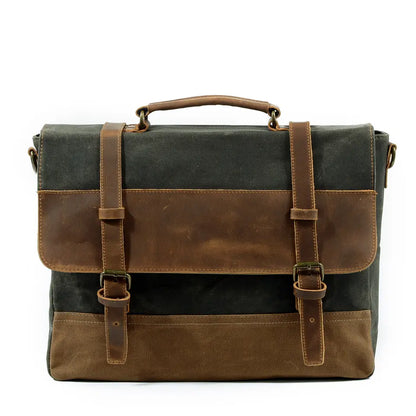 Waterproof Waxed Canvas & Genuine Leather Shoulder Bag – Men's Laptop Messenger Bag | Jack