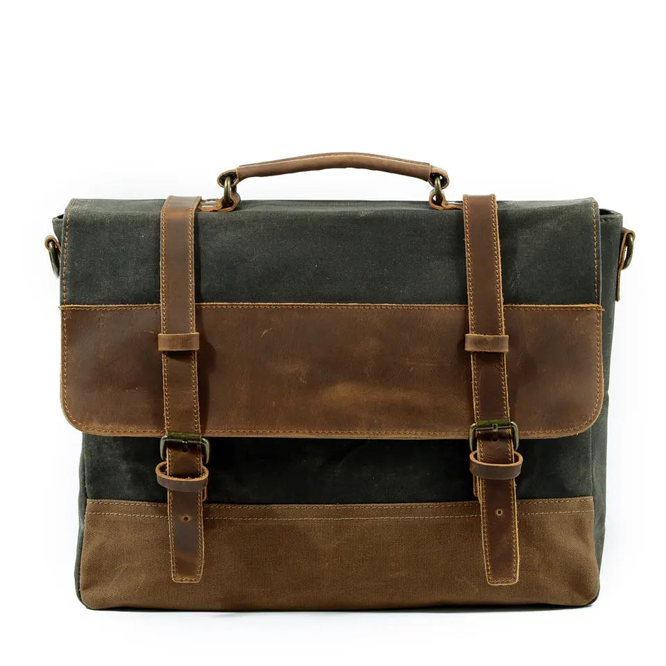 Waterproof Waxed Canvas & Genuine Leather Shoulder Bag – Men's Laptop Messenger Bag | Jack