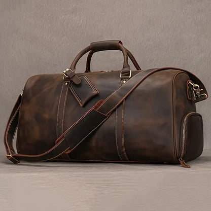 Genuine Leather Travel Bag – Large Weekender Holdall
