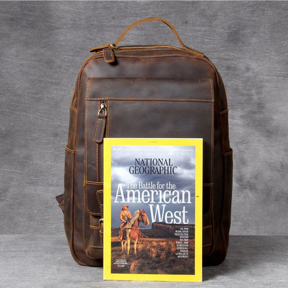 Genuine Leather Backpack – Premium Tan Vintage Rucksack | Jason