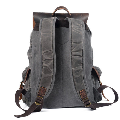 Waxed Canvas & Genuine Leather Backpack – Vintage Everyday Rucksack | James