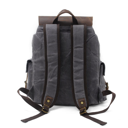 Waxed Canvas & Genuine Leather Backpack – 27L Vintage Rucksack