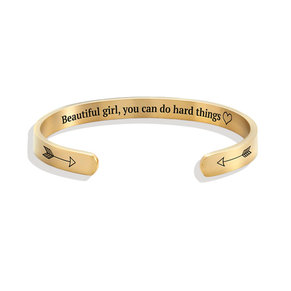 ‘Beautiful Girl You Can Do Hard Things’ Personalised Engraved Bangle