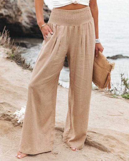 Deborah - Wide-Leg Pants with Smocked Waist