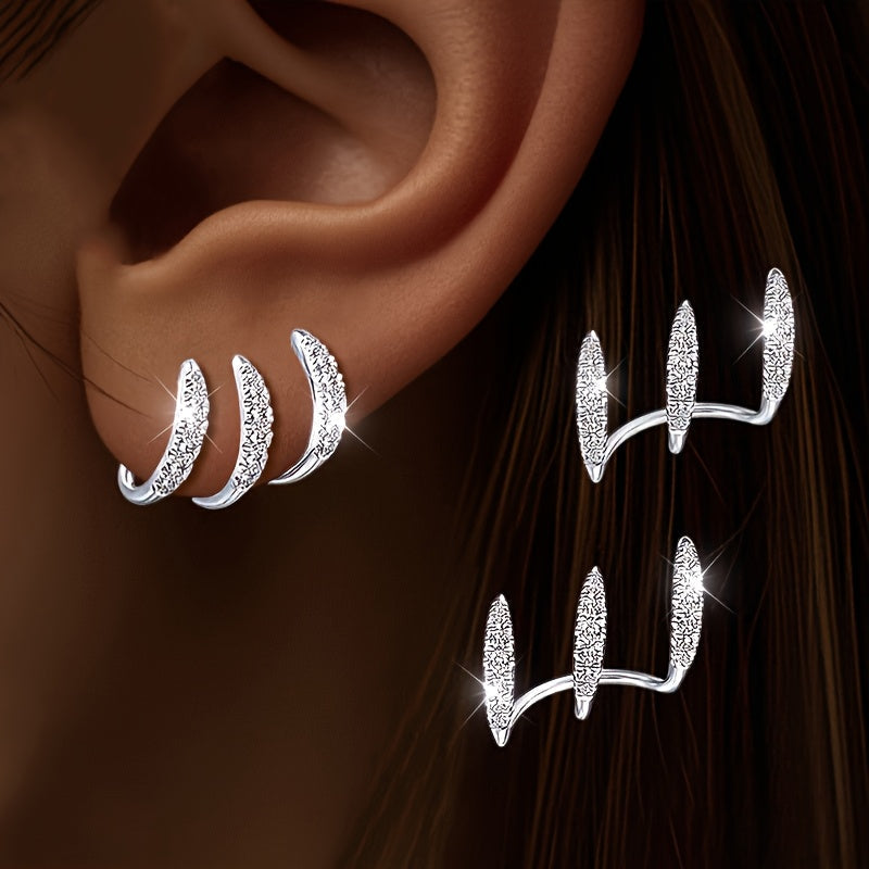 Triple Claw Rhinestone Earrings – Elegant Drop in Silver or Gold