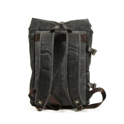 Anti-Theft Waxed Canvas & Genuine Leather Backpack – 20L Roll-Top Rucksack | Peter