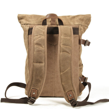 Anti-Theft Waxed Canvas & Genuine Leather Backpack – 20L Roll-Top Rucksack | Peter
