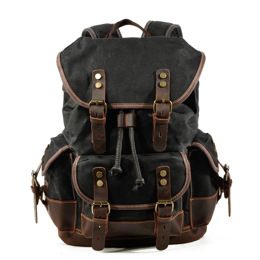 Waxed Canvas & Genuine Leather Hiking Backpack – 18L Rucksack | John