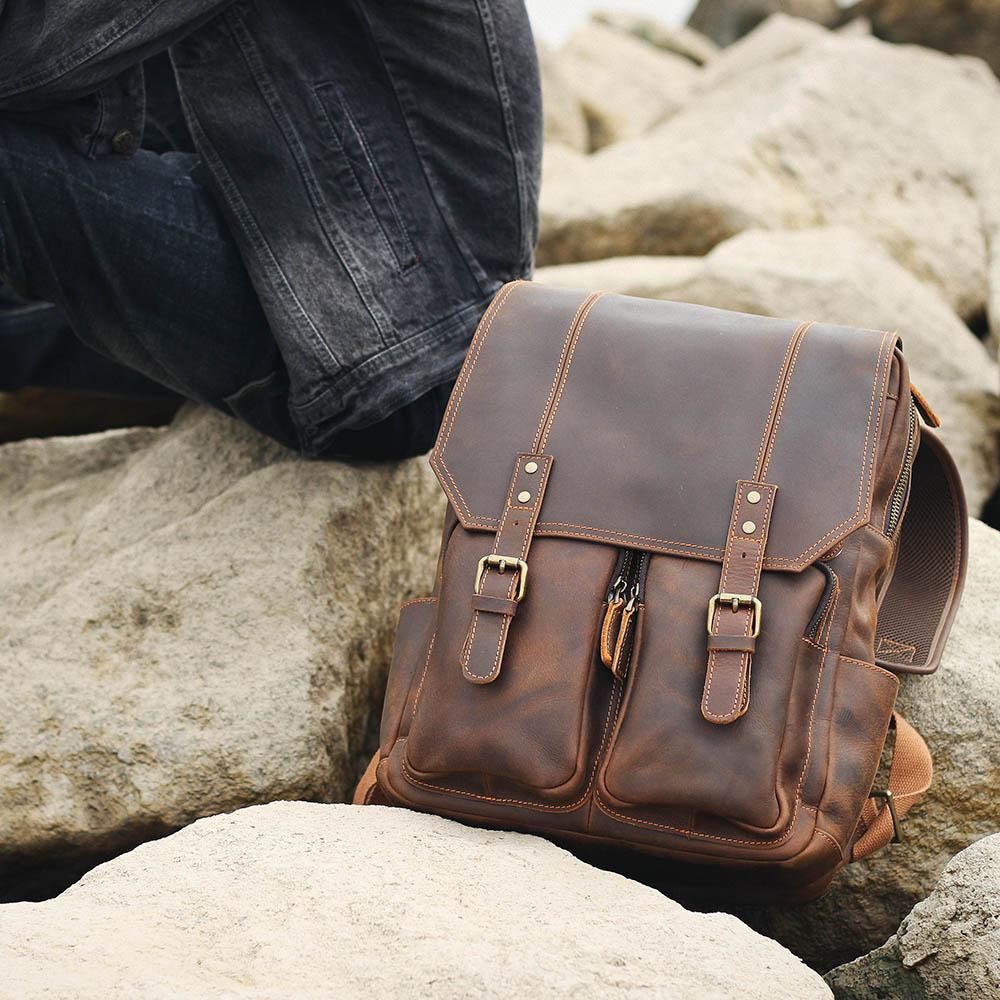 Genuine Leather Travel Backpack – Retro Vintage Rucksack | Robert