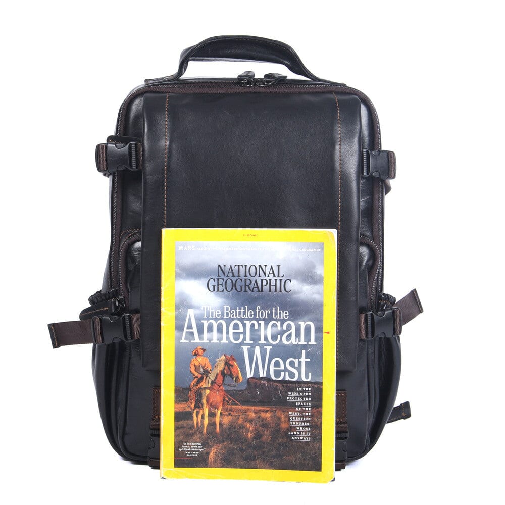 Genuine Leather Laptop Backpack – Slim Work & Travel Rucksack for Men