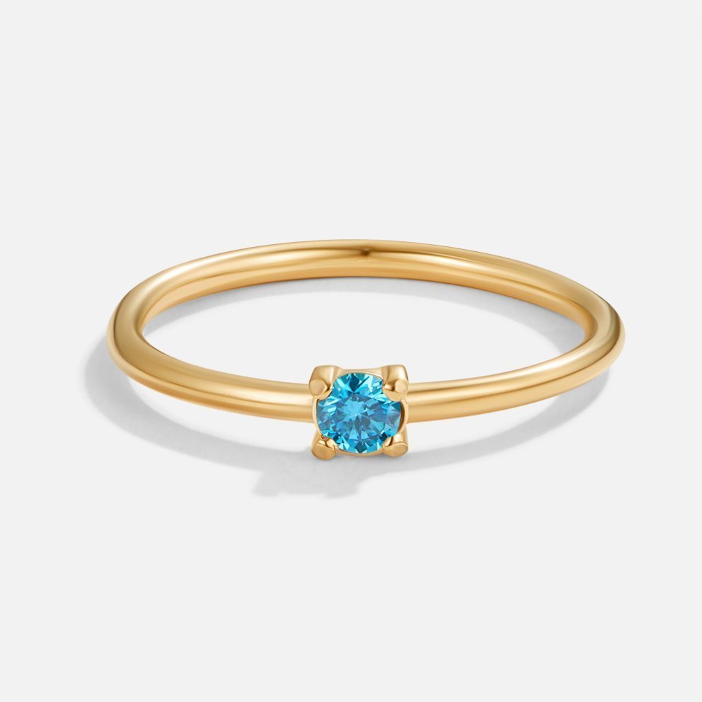 Blue Topaz Birthstone Ring – 18K Gold Blue Crystal Ring