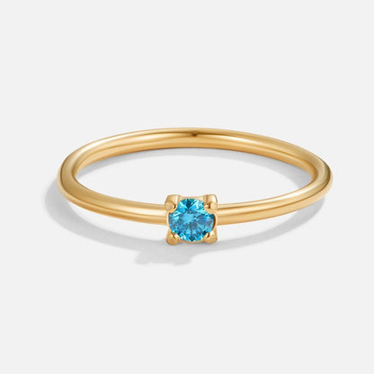 Blue Topaz Birthstone Ring – 18K Gold Blue Crystal Ring