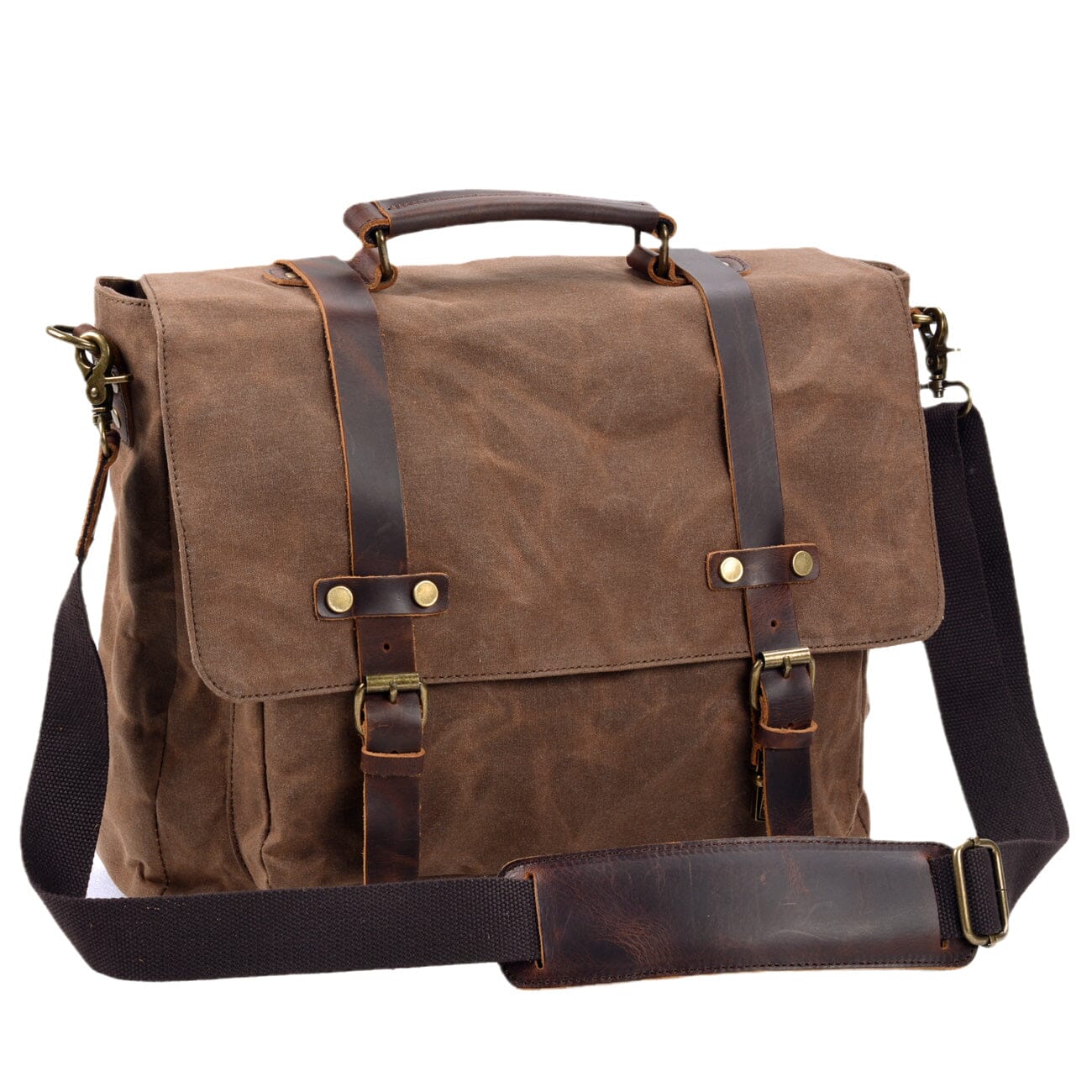 Waxed Canvas & Genuine Leather Messenger Bag – Men's Everyday Shoulder Bag | Ryan