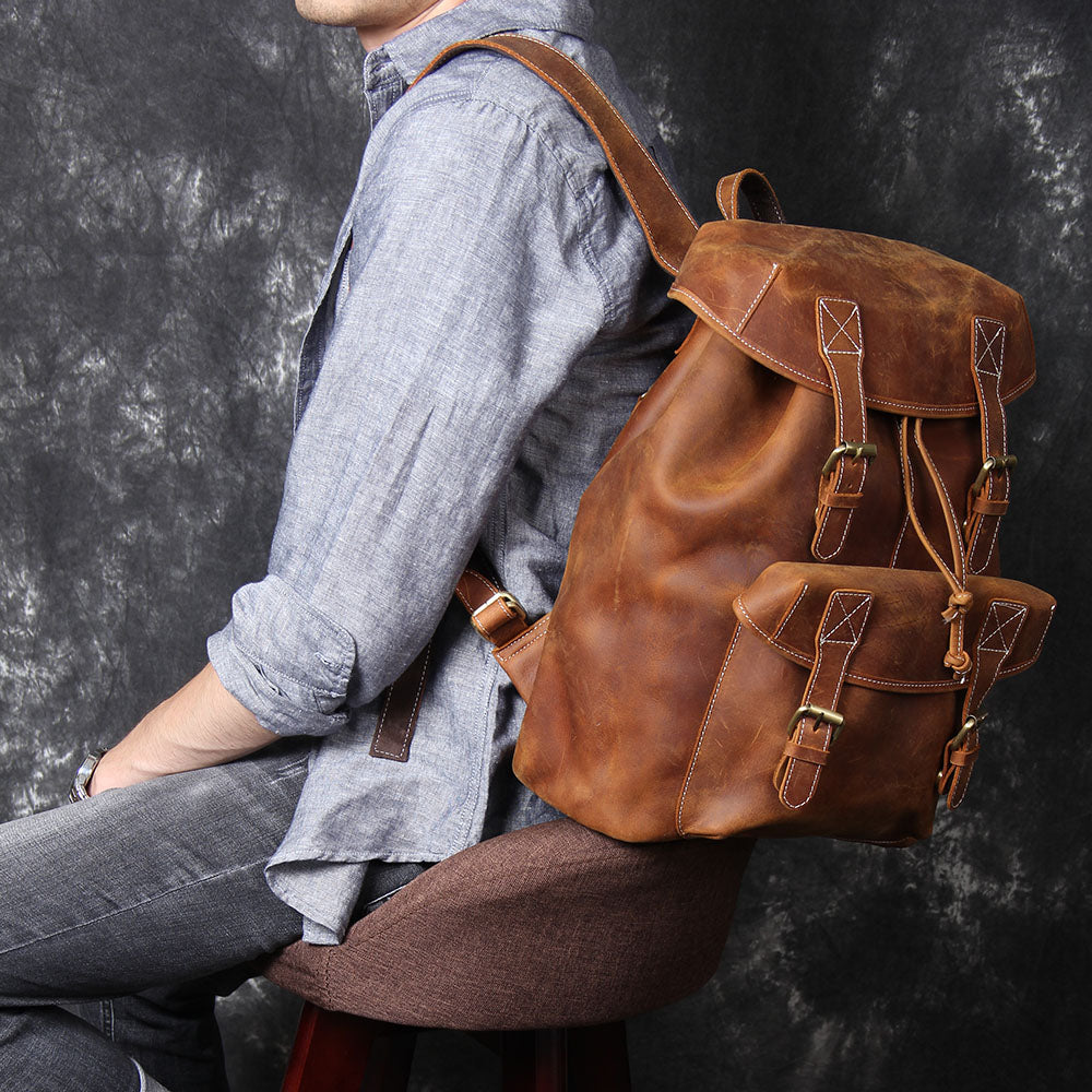 Genuine Leather Backpack – Vintage Rucksack for Men & Women | Jeffrey