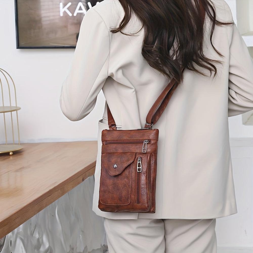 Genuine Leather Shoulder Bag for Women – Slim Vintage Handbag | Lina