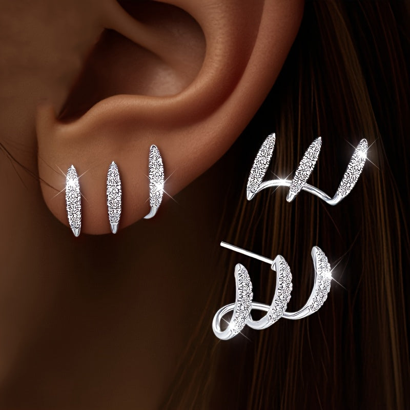 Triple Claw Rhinestone Earrings – Elegant Drop in Silver or Gold