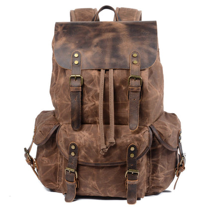Waxed Canvas & Genuine Leather Backpack – Vintage Everyday Rucksack | James