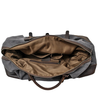 Waxed Canvas & Genuine Leather Travel Duffle Bag – 56L Weekender