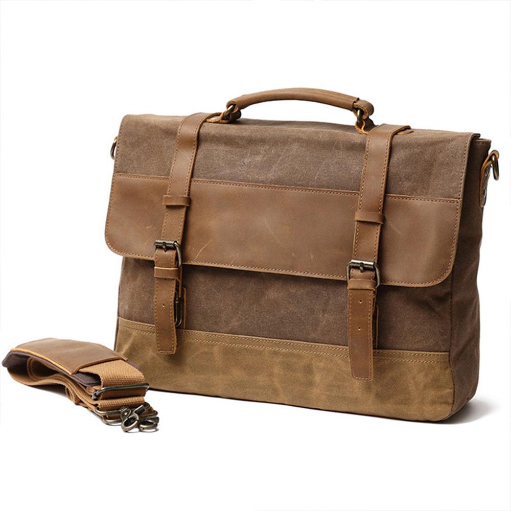 Waterproof Waxed Canvas & Genuine Leather Shoulder Bag – Men's Laptop Messenger Bag | Jack