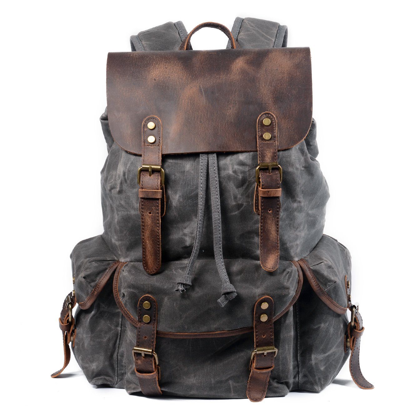 Waxed Canvas & Genuine Leather Backpack – Vintage Everyday Rucksack | James