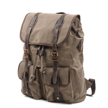 Waxed Canvas & Genuine Leather Travel Backpack – Vintage Rucksack | Marcus
