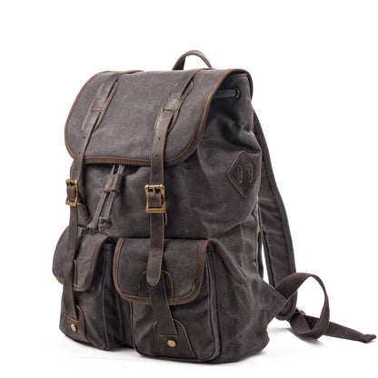 Waxed Canvas & Genuine Leather Travel Backpack – Vintage Rucksack | Marcus