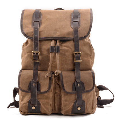 Waxed Canvas & Genuine Leather Travel Backpack – Vintage Rucksack | Marcus