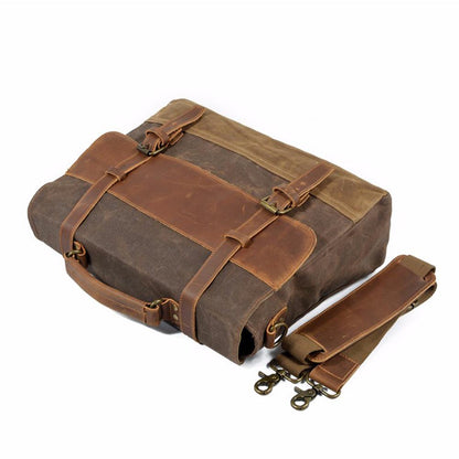 Waterproof Waxed Canvas & Genuine Leather Shoulder Bag – Men's Laptop Messenger Bag | Jack