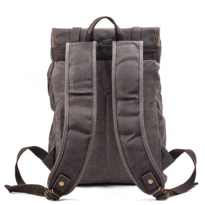 Waxed Canvas & Genuine Leather Travel Backpack – Vintage Rucksack