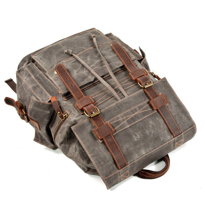 Waxed Canvas & Genuine Leather Rucksack – Large 20L Backpack
