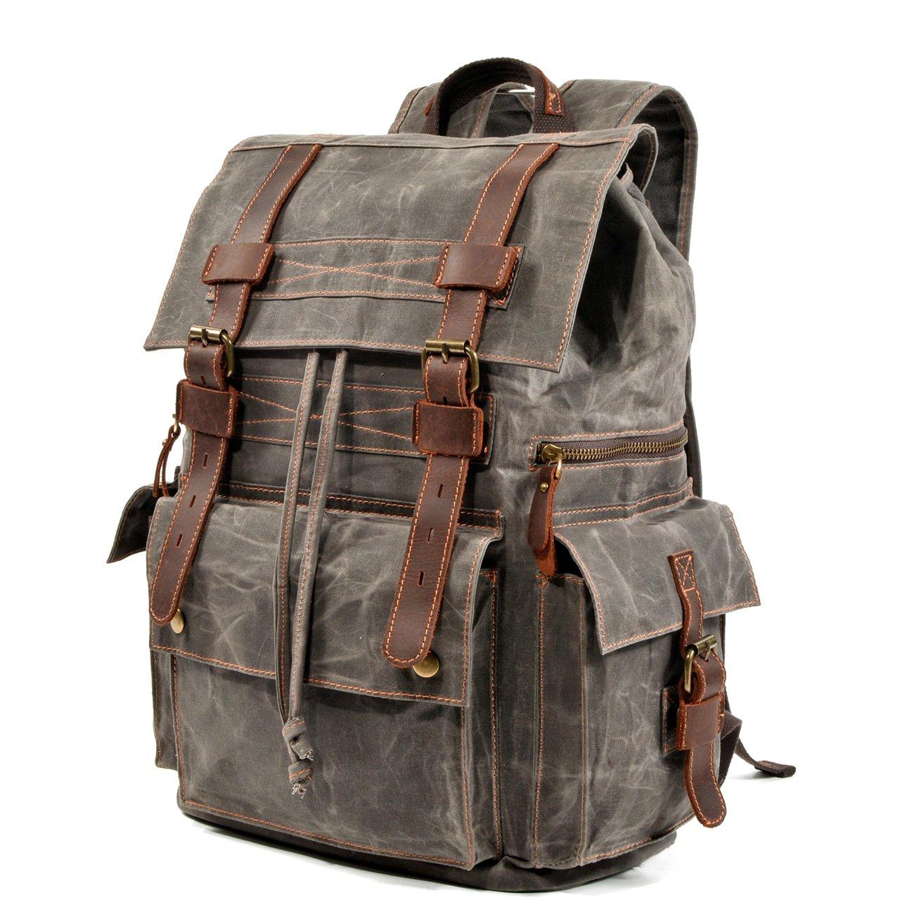 Waxed Canvas & Genuine Leather Rucksack – Large 20L Backpack | Brian