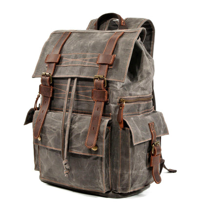 Waxed Canvas & Genuine Leather Rucksack – Large 20L Backpack | Brian