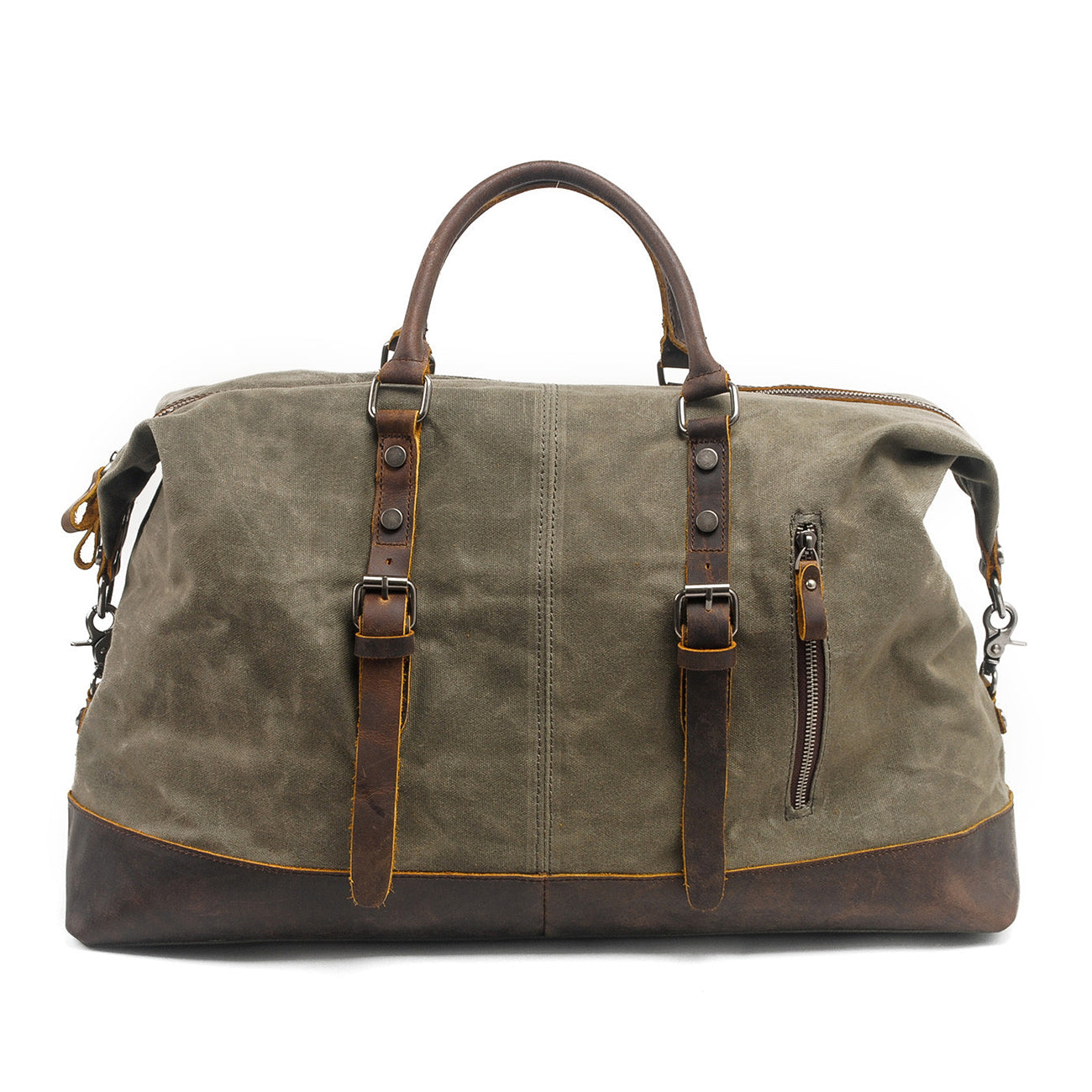 Waxed Canvas & Genuine Leather Travel Bag – 38L Duffle Weekender