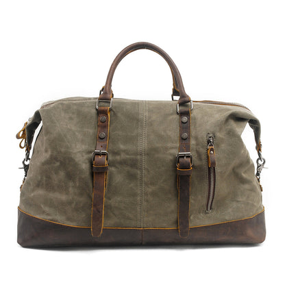 Waxed Canvas & Genuine Leather Travel Bag – 38L Duffle Weekender