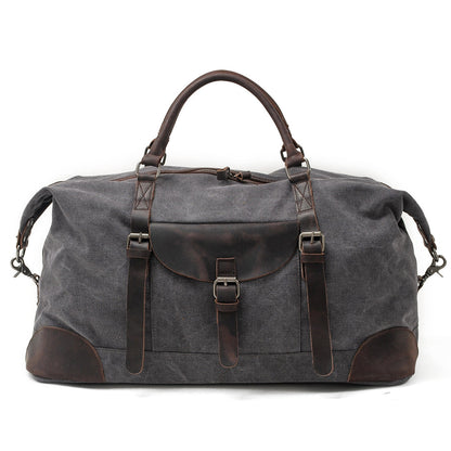 Waxed Canvas & Genuine Leather Travel Duffle Bag – 56L Weekender