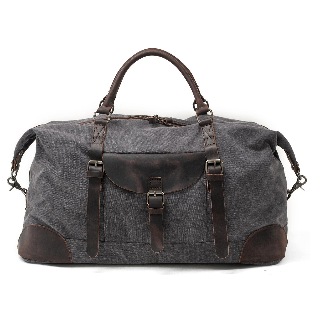 Waxed Canvas & Genuine Leather Travel Duffle Bag – 56L Weekender