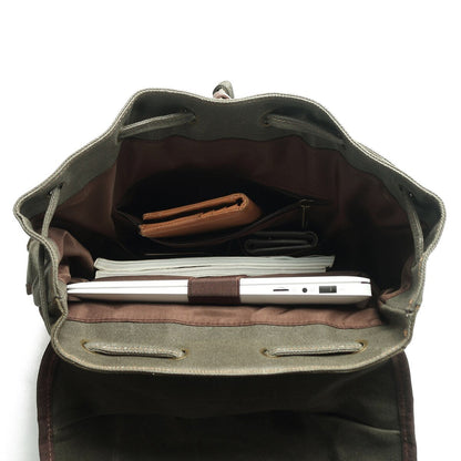 Waxed Canvas & Genuine Leather Hiking Backpack – 18L Rucksack | John