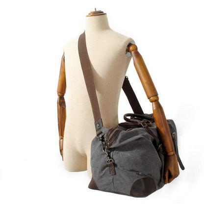 Waxed Canvas & Genuine Leather Travel Duffle Bag – 56L Weekender