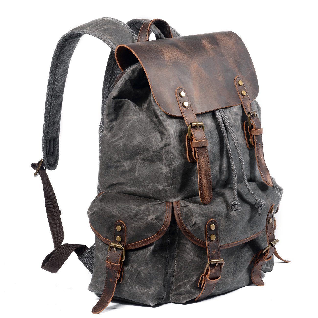 Waxed Canvas & Genuine Leather Backpack – Vintage Everyday Rucksack | James