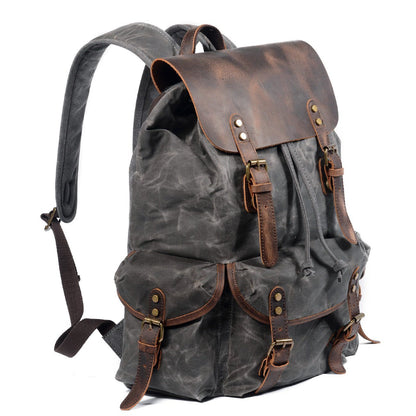 Waxed Canvas & Genuine Leather Backpack – Vintage Everyday Rucksack | James